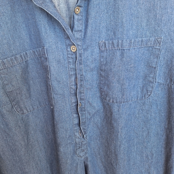 Old Navy Chambray Dress SzL Long Sleeves Collar/Cuffs Blue 1/2Button Front - Picture 7 of 8